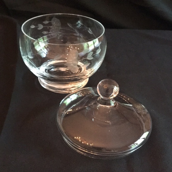 Etched Glass Covered Candy Bowl - Picture 2 of 5